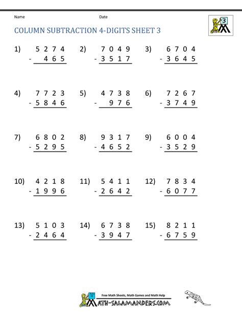 4 digits subtraction|Subtraction: Learn to subtract 4.